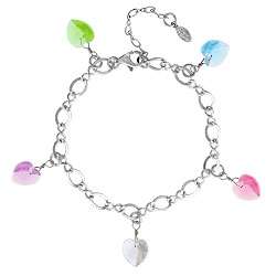Joyful Colors Swarovski Heart Bracelet   Birthstone Bracelet