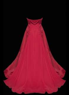 David’s Bridal Red Rose Strapless Beaded Formal Gown Holiday Dress 
