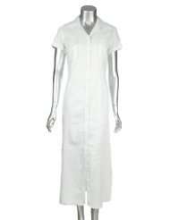   Studio Linen Blend Short Sleeve Button Front Long Shirt Dress Misses