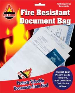 New Fire Resistant Safe Document Protection Bag 1000 degree Legal Size 