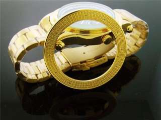 Techno Royale 50MM Round Gold Tone 12 Diamonds Watch  