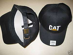 Caterpillar Ball Cap Hat black cat logo fabric strap  