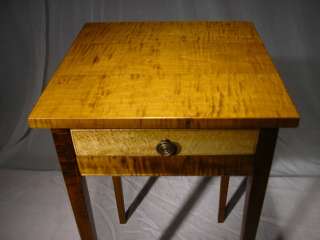 Tiger Maple Lamp End Table with drawer 16 x 16 x 28 shaker federal 