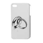 Double Rings Print Hard Plastic IMD Back Cover Guard White for iPhone 