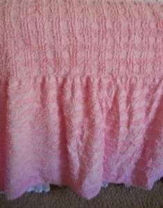   , Fitted Bubble Gum Pink Cottage Skirted Vintage Chenille Bedspread