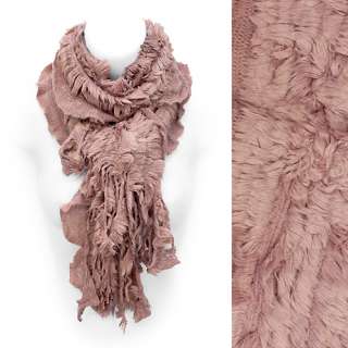 Fur Lined Rib Knit Soft Fashion Style Fall Winter Scarf Beautiful Red 