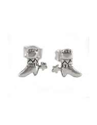 Sterling Silver Cowboy Boots Stud Post Earrings