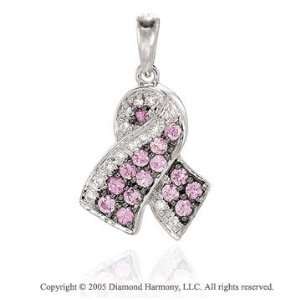    Diamond Sapphire Breast Cancer Ribbon Bracelet Charm Jewelry