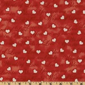  44 Wide Love In Bloom Words of Love Red Fabric By The 
