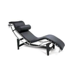 Le Corbusier LC4 Style Chaise Lounge in White or Black Leather  