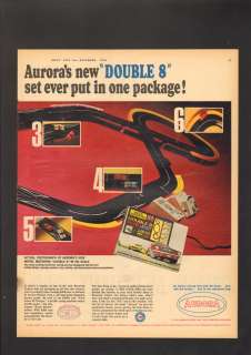 1965 Print Ad Aurora racing layout double 8 cars model HO scale K&B 