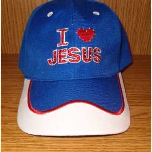 LOVE JESUS FIBER OPTIC HAT   BLUE,RED AND WHITE  Sports 