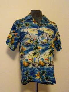 Vintage 40s 50s silk rayon hawaiian tour shirt  
