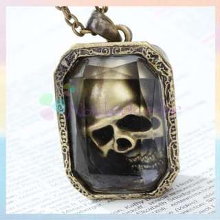 Mens Gothic Awesome Magic Wizard Skull Case Pendant Necklace Chain 