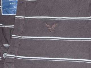 American Eagle Mens Brown Striped Henley T Shirt NWT  