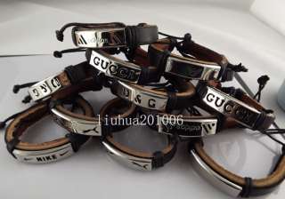 Wholesale 6 pcs   Fashion Jewelry LEATHER STAINLESS STEEL mens 