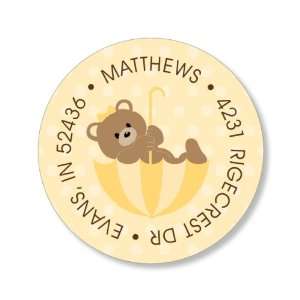  Polka Dot Teddy Buttercup Round Baby Shower Stickers 