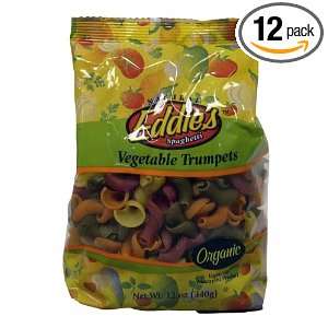 Eddies Trumpets Vegetable Pasta Organic, 12 Ounce Bags (Pack of 12 