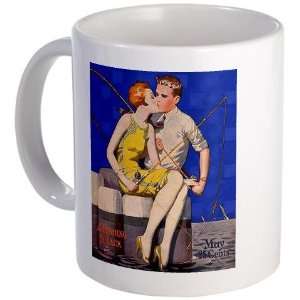 Kissing Fishing Vintage Mug by  