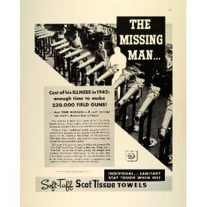  1942 Ad Scot Tissue Paper Towels Illness WWII Workforce 