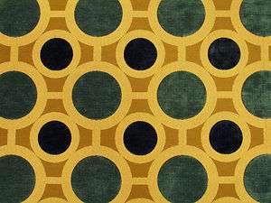 Woven Modern Contemporary Geometric Circles Brown Teal Chenill 