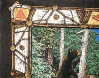 New Bear Fabric Panel Animal Wildlife Black  