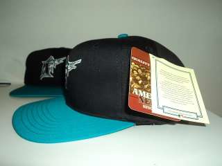 VINTAGE FLORIDA MARLINS SNAPBACK BLACK RETRO HAT CAP  