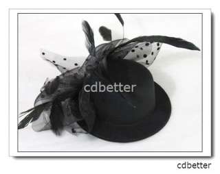   Veil + Bling Rhinestone Manual Flower Style Party Black Mini Clip Hats
