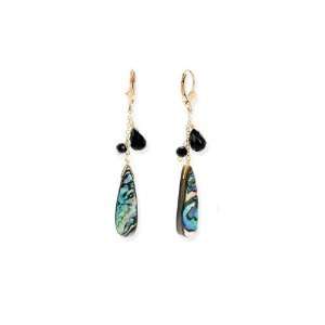  Gold Filled Abalone and Onyx Dangle Earrings Puresplash Jewelry