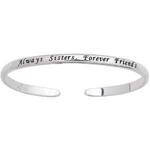  Sterling Silver Engraved Sister Sentiment Cuff Bracelet Jewelry
