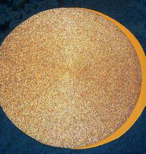 GOLD BEADED FELT BACKED 14 INCH PLACEMATS CHARGERS  