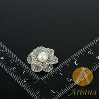   flower pearl rhinestone fashion Brooch Pin 18KWGP Swarovski Crystal