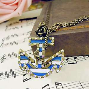  LadyGirl Vintage Navy Anchor Necklace, Gift Idea, Gift Box 
