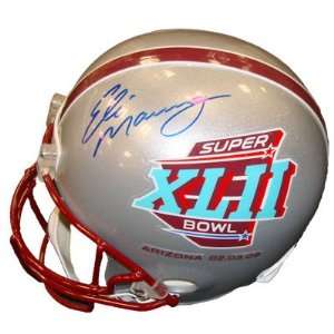  Eli Manning Autographed Helmet   Silver Full Size 