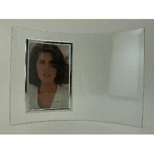  CURVED GLASS FRAME W/ SILVER TRIM & ENG. AREA.   Picture 