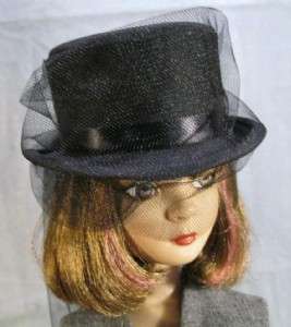Black Top Hat Fashion Doll Hat on my Prudence Moody with tulle  