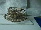 Large Decorative Coiled Wire Tea Cup for Planting Flowers Gold w 