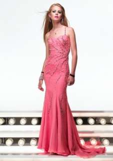 Coral Silk Chiffon Alyce 6303 Pageant Prom Gown 4  