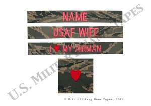 Air Force USAF Wife ABU Name Tape Set  