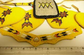   American Yellow Pow Wow Dance Regalia Beaded Set / Spirit Dance Unworn
