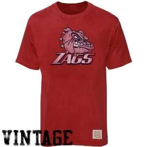 NCAA Original Retro Brand Gonzaga Bulldogs Cardinal Distressed Crew 