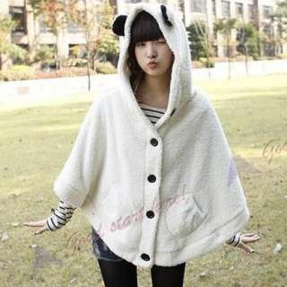 Lovely Girls Cute Sweatercoat Plush Panda Ears Sweet Cape Cloak Coat 