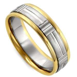  8.0 Millimeters Two Tone 14Kt Gold Wedding Band Ring 