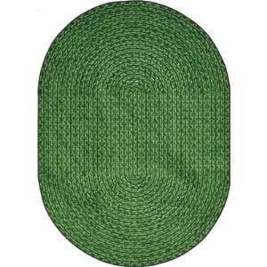 Joy Carpets 1613 03OV Whimsy Legacy Green Oval Rug with Braided Print 
