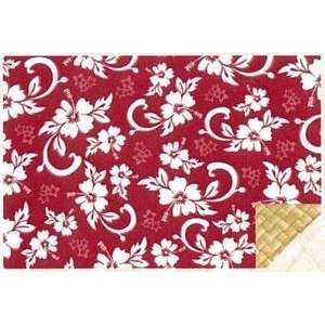  Hawaii Lauhala Placemat Red Hibiscus