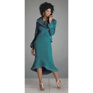 ASHRO Womens New Teal Isha Skirt Suit Misses Size 16  