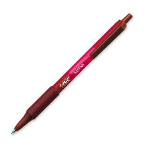 BIC Soft Feel Retractable Ballpoint Pen, Red Barrel/Ink, Medium Point 