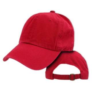 RED COTTON PLAIN SOFT UNSTRUCTURED BASEBALL CAP HAT  