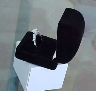 BLACK Velveteen Domed ENGAGEMENT WEDDING RING Gift Box  