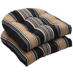   Black and Tan Stripe Wicker Seat Cushions (Set of 2)  